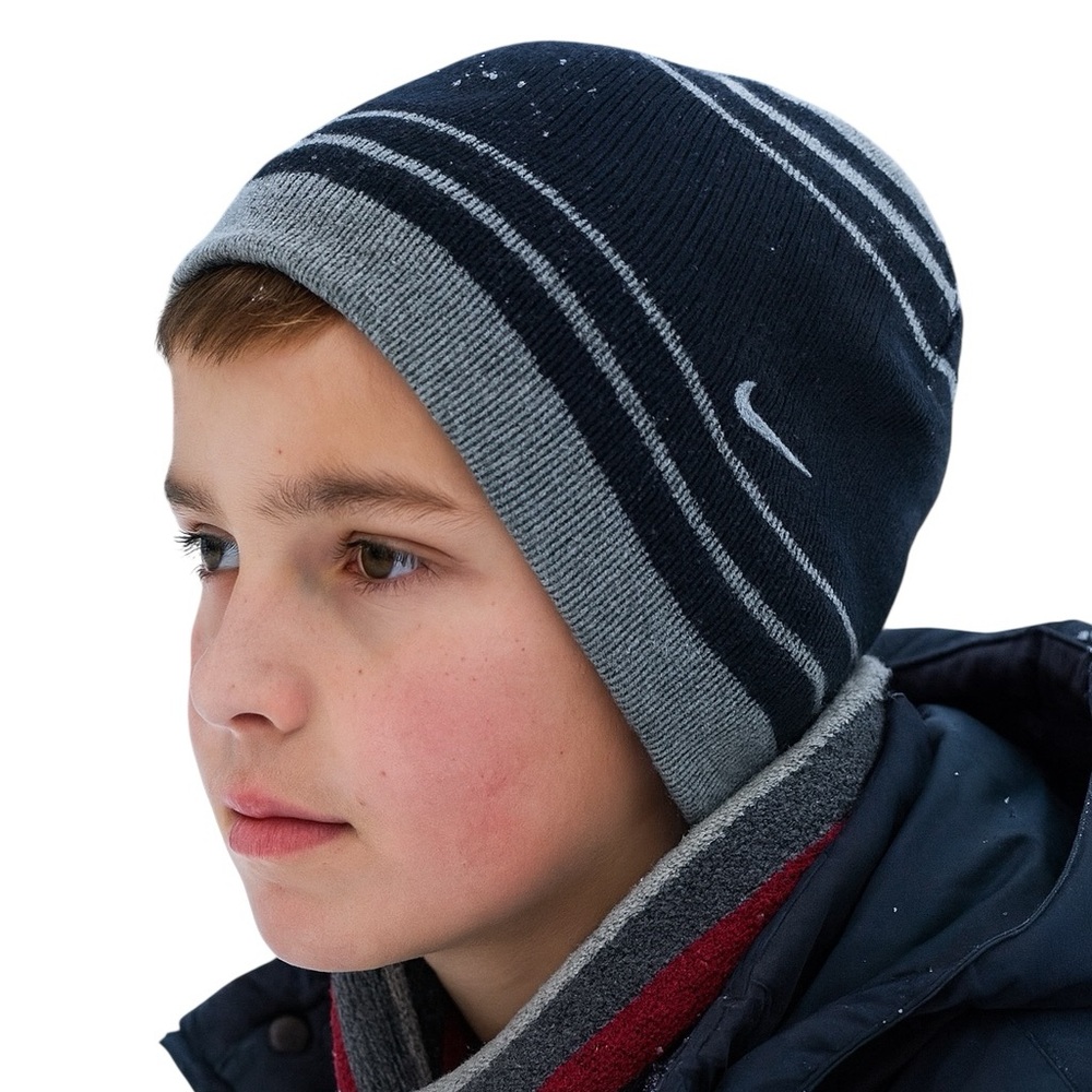 NIKE Beanie YOUTH/JR Kids One Size Rib Knit Slouchy Beanie Black